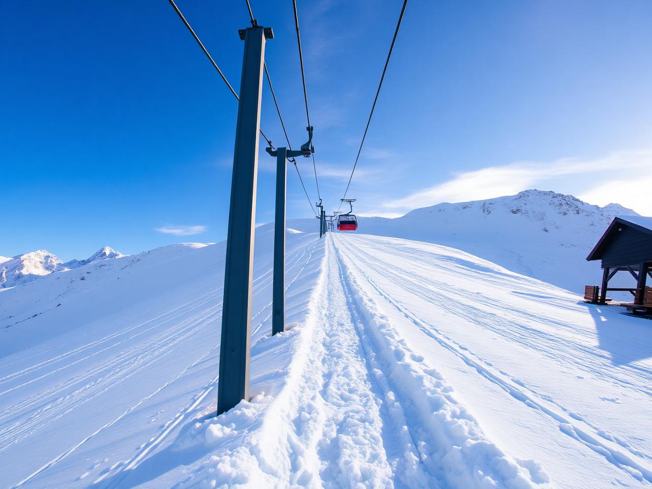 Blick die Liftspur hinauf Richtung Bergstation